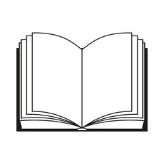 Open book. vector black and white icon.