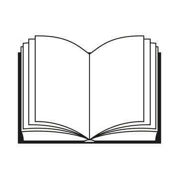 Open book. vector black and white icon.