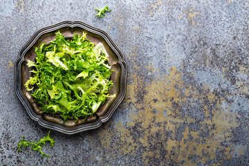 Frize lettuce salad, fresh frisee. Healthy vegetarian food