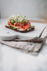 Danish open sandwich on ryebread with salmon