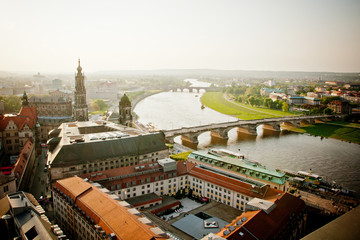 Obraz premium panoramic view over cityscape of Dresden, Germany with river Elbe