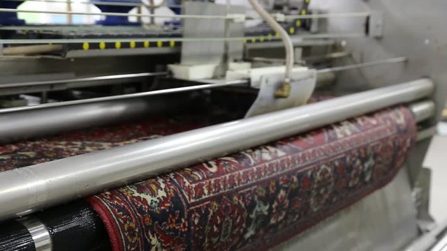 Automatic washing and cleaning of carpets. Industrial line for washing carpets 
