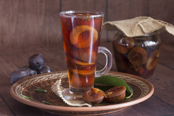 full glass of sweet home-made creamy jelly compote
