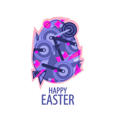 Vector happy Easter poster or emblem with egg. Isolated on white background. Techno style.