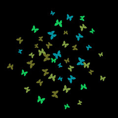 Spring Background with Colorful Butterflies. Simple Feminine Pattern for Card, Invitation, Print. Trendy Decoration with Beautiful Butterfly Silhouettes. Vector Background with Moth