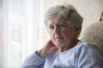 Senior woman looking upset and worried 