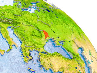 Moldova in red model of Earth