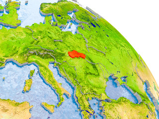 Slovakia in red model of Earth