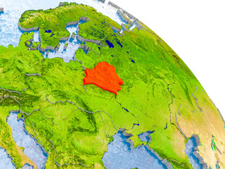 Belarus in red model of Earth