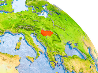 Hungary in red model of Earth
