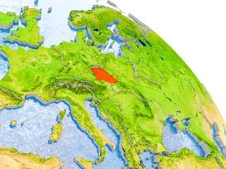Czech republic in red model of Earth