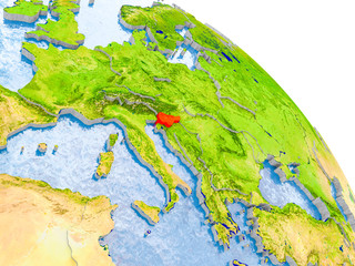 Slovenia in red model of Earth