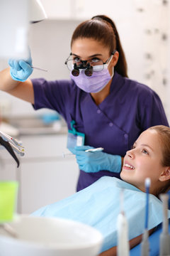 Girl on dental check up