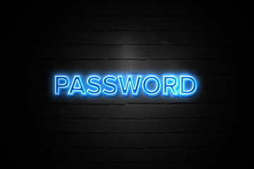 Password neon Sign on brickwall