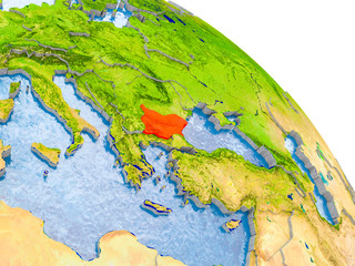 Bulgaria in red model of Earth