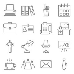 Simple Set of office work Related Vector Line Icons. Contains such Icons as office, paper, work, profession, working place, meeting, job and more.