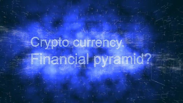 Is crypto currency financial pyramid? Matrix world. Technological background. Computer simulation.
