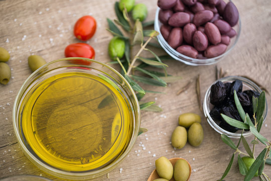 Olives and virgin olive oil.