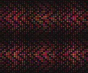 Halftone seamless pattern, dotted backdrop with heart pop art style. St. Valentine's Day background. Vector illustration