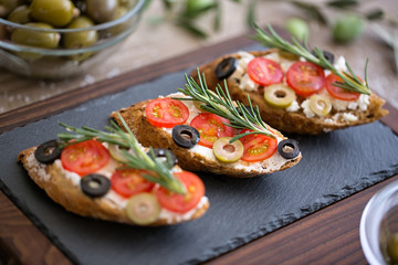 healthy food- plate of bruschetta.