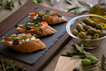 healthy food- vegetarian bruschetta.