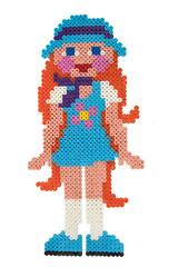 Girl figure doll made from plastic beads