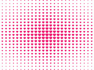 Halftone seamless pattern, dotted backdrop with heart pop art style. St. Valentine's Day background. Vector illustration
