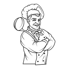 Chef in uniform. Cook logo. Chef Hat. Professional chef.