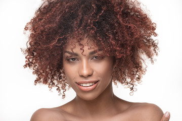 Beauty portrait of natural girl with afro.