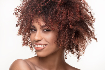 Beauty portrait of natural girl with afro.