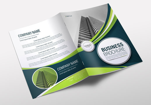 Brochure Cover Layout with Blue and Green Accents 13