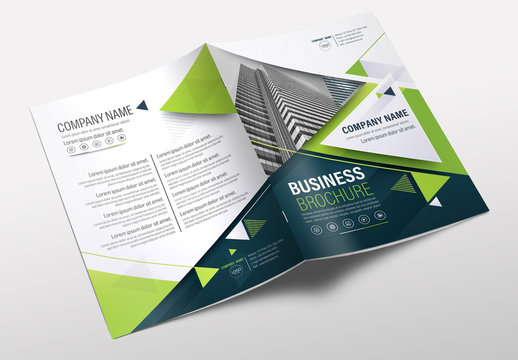 Brochure Cover Layout with Blue and Green Accents 14