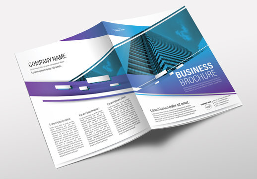 Brochure Cover Layout with Blue and Purple Gradient Accents 1