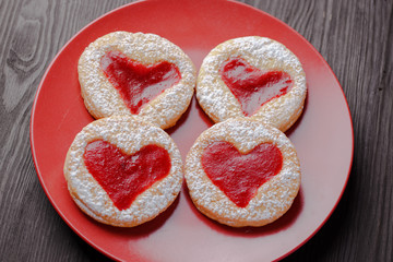 homemade cookies in the shape of heart,biscuits homemade festive,St. Valentine's Day,Valentine's Day,The 14th of February,March 8,International Women's Day on March 8,homemade baking,biscuits with alm