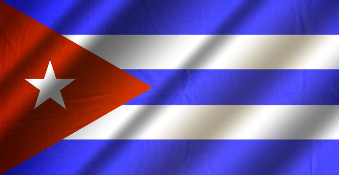 Authentic colorful textile flag of Cuba