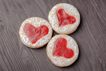 homemade cookies in the shape of heart,biscuits homemade festive,St. Valentine's Day,Valentine's Day,The 14th of February,March 8,International Women's Day on March 8,homemade baking,biscuits with alm