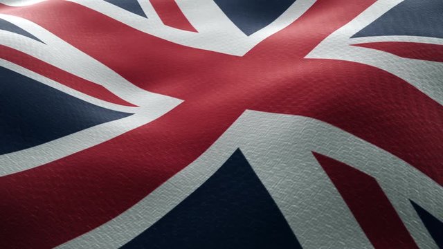 Closeup of an english waving flag looping