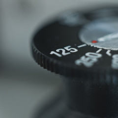 old vintage exposure dial on analogue camera