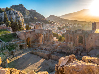 Landscape of the ancient theatre of Taormina.