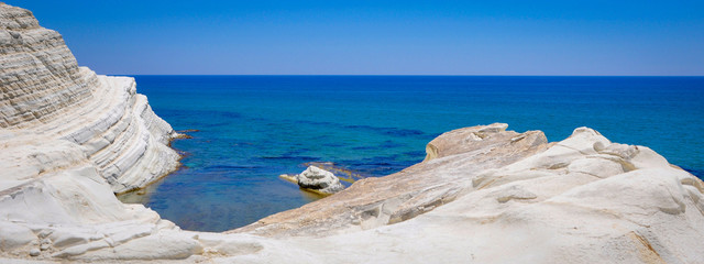 White Cliff and Blue Water at Scala dei Turchi