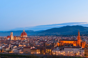 Fototapeta na wymiar Beautiful views and peace of Florence cityscape in the background Cathedral Santa Maria del Fiore at sunset
