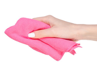 Napkin microfiber pink in hand