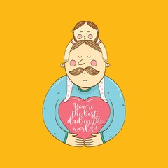 Cute greeting card with fathers day