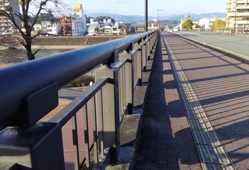 A bridge over Kuma River in city of Hitoyoshi, Japan