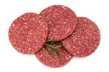Raw fresh hamburger meat isolated on white.
