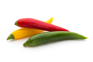 Red chilli pepper isolated on a white background.