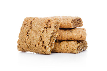 Healthy bio breakfast grain biscuits on white