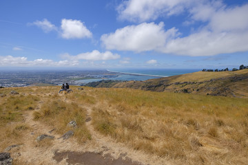 Beautiful scenery from Christchurch Gondola Station at the top of Port Hills, Christchurch, Canterbury, New Zealand.