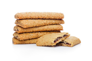 Fototapeta na wymiar Healthy bio breakfast grain biscuits on white
