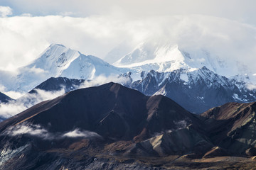 Rising out of the fog, Mt. Denali rises above the rest.